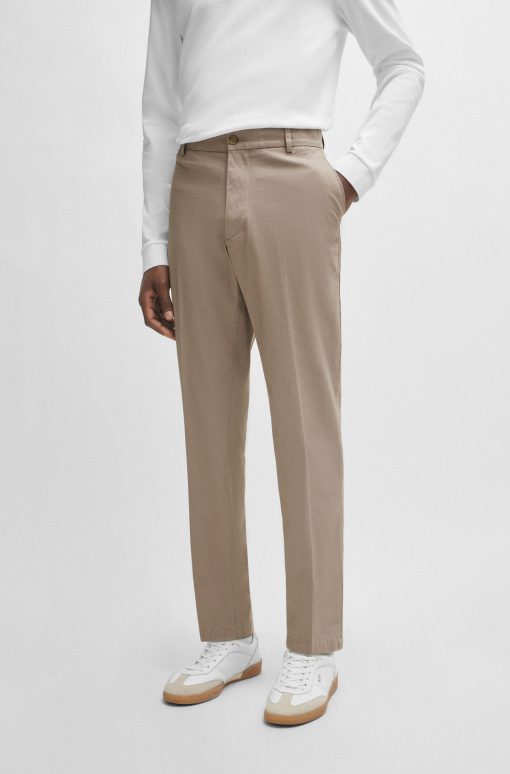 Hugo Boss Pants-Regular-fit trousers in patterned stretch cotton-hugo by hugo boss