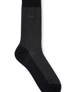 Hugo Boss Socks-Regular-length patterned socks in a mercerized-cotton blend-hugo