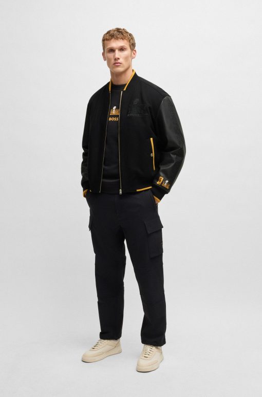 Hugo Boss Jackets and Coats-BOSS x NFL wool jacket with leather sleeves-hugo boss outlet - Image 2