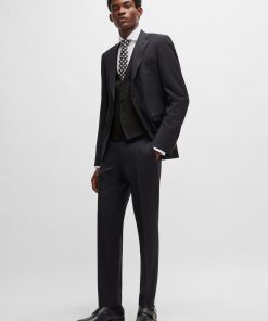 Hugo Boss Suits-Single-breasted waistcoat in virgin-wool serge-hugo boss near me 2