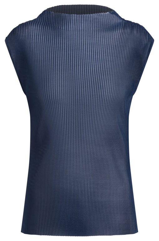 Hugo Boss T-Shirts-Sleeveless plissé-pleated top-hugo boss outlet - Image 2