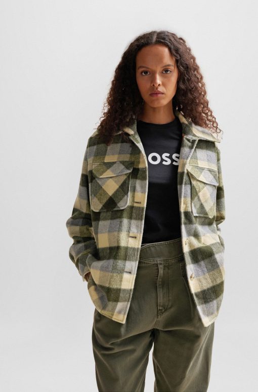 Hugo Boss Tailored Jackets-Relaxed-fit jacket in checked fabric with patch pockets-boss store