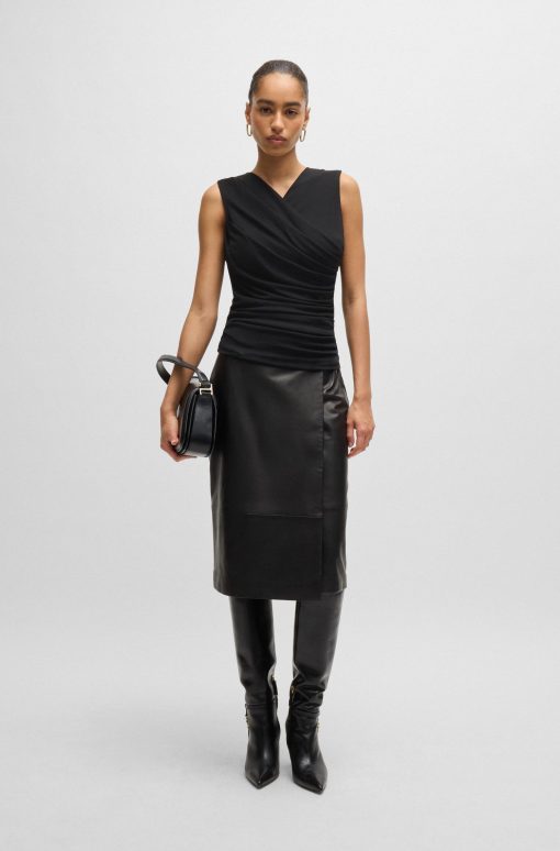 Hugo Boss Tops-Sleeveless top with wrap front-hugo boss outlet - Image 2