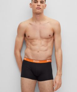 Hugo Boss Underwear-Three-pack of stretch-cotton trunks with logo waistbands-hugo boss outlet 2