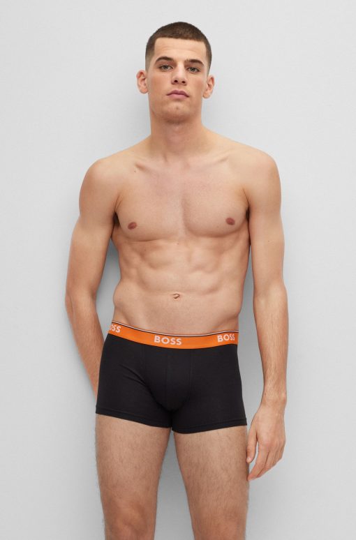 Hugo Boss Underwear-Three-pack of stretch-cotton trunks with logo waistbands-hugo boss outlet - Image 2