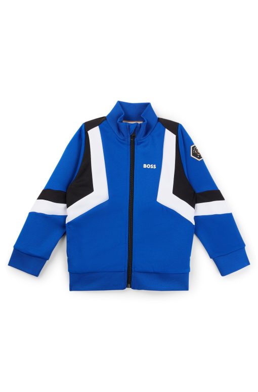 Hugo Boss-Kids' zip-up jacket with stripes and logo details-hugo boss sale