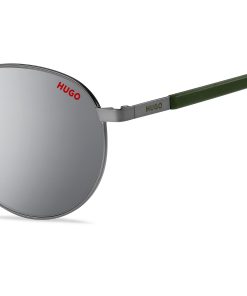 Hugo Boss Eyewear-Round sunglasses with khaki-colored temples-hugo by hugo boss 2