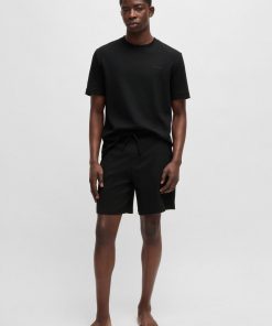 Hugo Boss Underwear-Waffle-structured pajama shorts with embroidered logo-hugo boss store near me 2