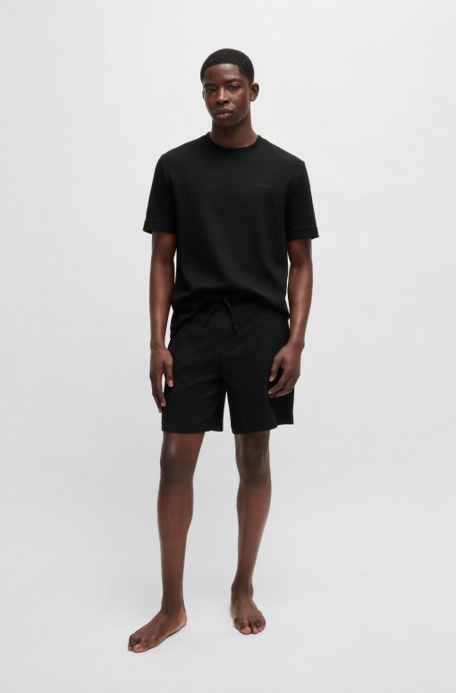 Hugo Boss Underwear-Waffle-structured pajama shorts with embroidered logo-hugo boss store near me - Image 2