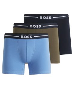 Hugo Boss Underwear-Three-pack of boxer briefs with logo stripe waistbands-boss store near me