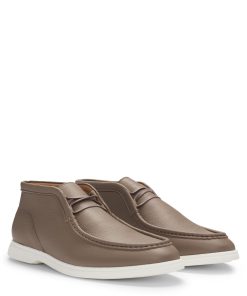 Hugo Boss Boots-Desert boots in tumbled leather with apron toe-hugo boss store near me