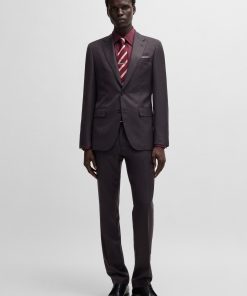 Hugo Boss Suits-Slim-fit suit in wool and silk-hugo boss outlet 2