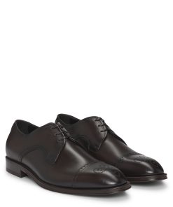 Hugo Boss Business Shoes-Italian-leather Derby shoes with cap toe-hugo boss store