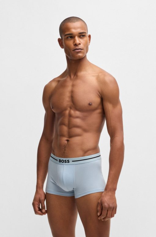 Hugo Boss Underwear-Three-pack of stretch-cotton trunks with logo waistbands-hugo boss outlet - Image 2