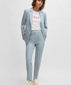 Hugo Boss Pants-Crease-front chinos in stretch satin-hugo boss store near me 2