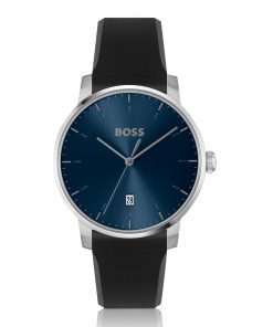 Hugo Boss Watches-Silicone-strap watch with blue dial-hugo by hugo boss