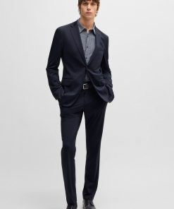 Hugo Boss Suits-Slim-fit washable suit in patterned performance-stretch fabric-boss near me