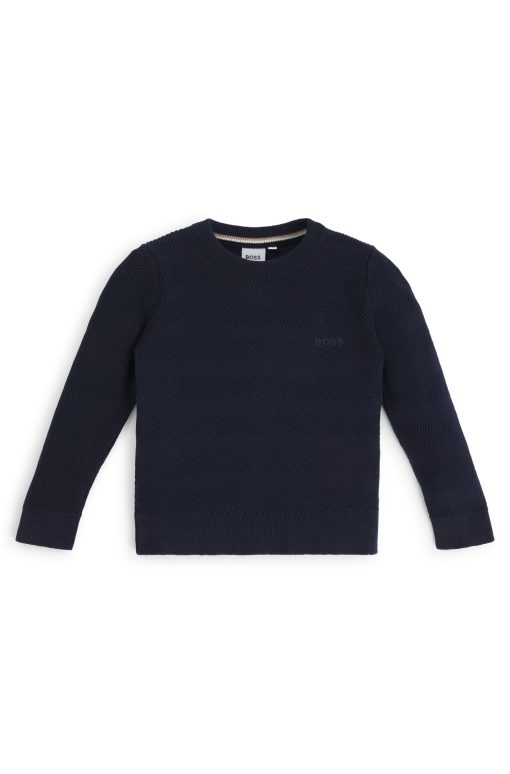 Hugo Boss-Kids' sweater in cotton with jacquard-stitch pattern-boss outlet