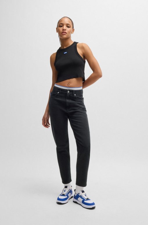 Hugo Boss Pants-Mom-fit jeans in black rinse-wash denim-hugo boss store near me - Image 2