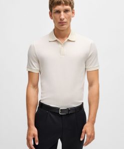 Hugo Boss Polo Shirts-Structured-cotton polo shirt with solid trims-boss hugo