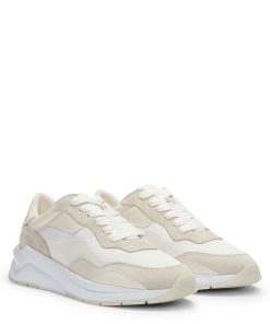 Hugo Boss Sneakers-Lace-up trainers with suede, mesh and faux leather-hugo boss near me