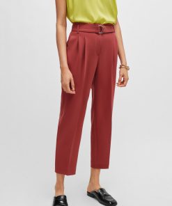 Hugo Boss Pants-Regular-fit cropped trousers in crease-resistant crepe-boss outlet