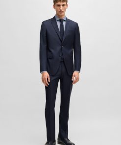 Hugo Boss Suits-Slim-fit suit in patterned wool and silk-hugo boss store