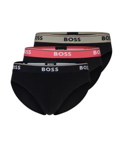 Hugo Boss Underwear-Three-pack of stretch-cotton briefs with logo waistbands-boss outlet