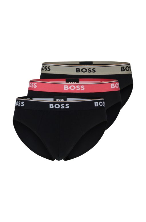 Hugo Boss Underwear-Three-pack of stretch-cotton briefs with logo waistbands-boss outlet