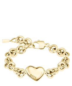 Hugo Boss Jewelry-Gold-tone chain bracelet with heart charm-hugo boss store 2