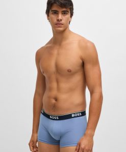 Hugo Boss Underwear-Three-pack of stretch-cotton trunks with logo waistbands-hugoboss 2