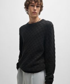 Hugo Boss Sweaters and Cardigans-Cotton relaxed-fit sweater with jacquard pattern-hugo