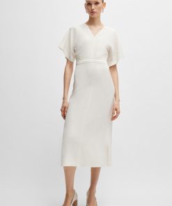 Hugo Boss Dresses-V-neck dress with waist detail-boss near me 2