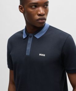 Hugo Boss Polo Shirts-Stretch-cotton polo shirt with contrast logo-boss store near me 2