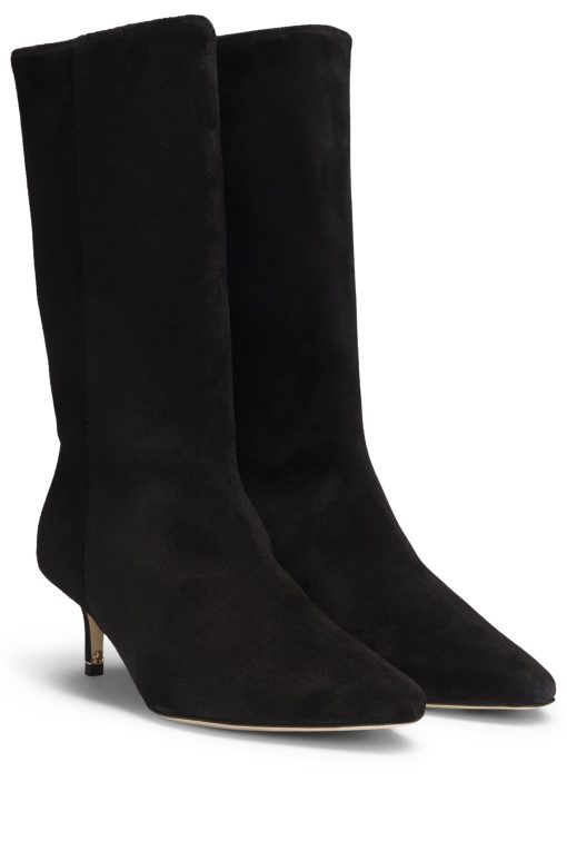 Hugo Boss Boots-Suede boots with Double B monogram-boss store near me