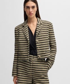 Hugo Boss Tailored Jackets-Cropped regular-fit jacket in tweed-hugo