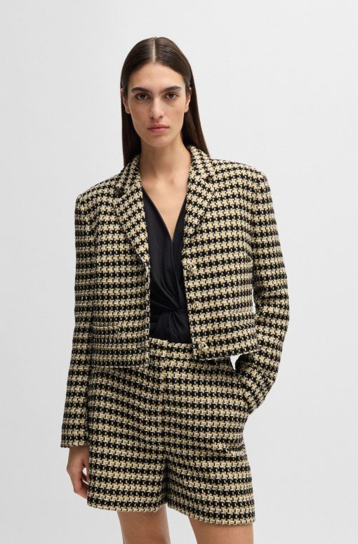 Hugo Boss Tailored Jackets-Cropped regular-fit jacket in tweed-hugo