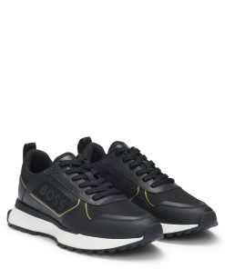 Hugo Boss Sneakers-Mixed-material trainers with large side-panel logo-boss near me