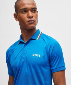 Hugo Boss Polo Shirts-BOSS x MATTEO BERRETTINI  slim-fit polo shirt in engineered jacquard jersey-hugoboss 2