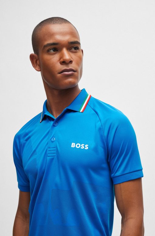 Hugo Boss Polo Shirts-BOSS x MATTEO BERRETTINI  slim-fit polo shirt in engineered jacquard jersey-hugoboss - Image 2