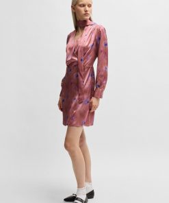 Hugo Boss Dresses-Wrap-front dress with butterfly print and button cuffs-boss store near me 2