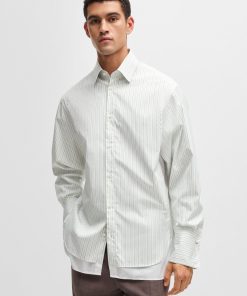 Hugo Boss Shirts-Regular-fit shirt in striped cotton with layered effect-hugoboss