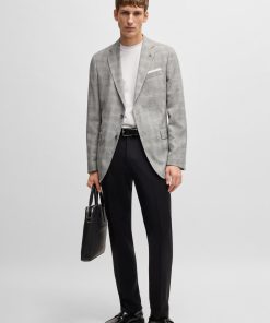 Hugo Boss Sport Coats-Slim-fit suit jacket in a checked wool blend-boss store near me 2