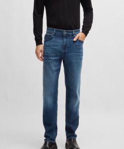 Hugo Boss Pants-Maine Regular-fit jeans in blue stretch denim-hugoboss