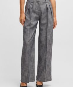 Hugo Boss Pants-Regular-fit trousers with pleated front-boss outlet