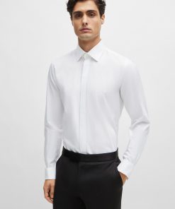 Hugo Boss Shirts-Slim-fit dress shirt in easy-iron stretch cotton-boss store