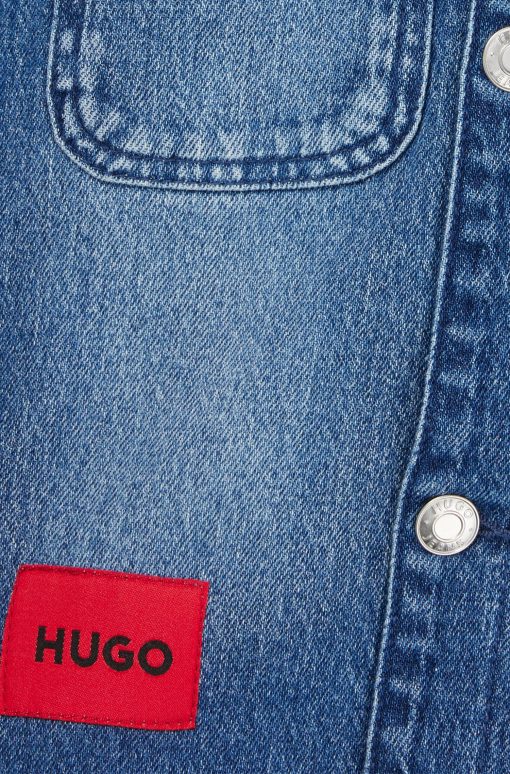 Hugo Boss-Kids' blue-denim jacket with detachable contrast hood-hugo boss store near me