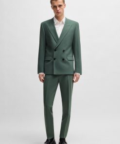 Hugo Boss Pants-Extra-slim-fit trousers in wool stretch poplin-hugo boss store near me 2