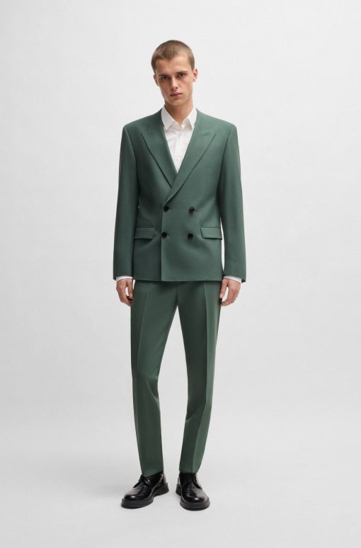 Hugo Boss Pants-Extra-slim-fit trousers in wool stretch poplin-hugo boss store near me - Image 2