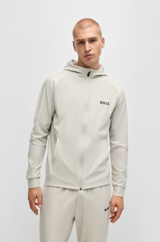 Hugo Boss Tracksuits-BOSS x MATTEO BERRETTINI Regular-fit zip-up hoodie with signature-stripe artwork-boss store